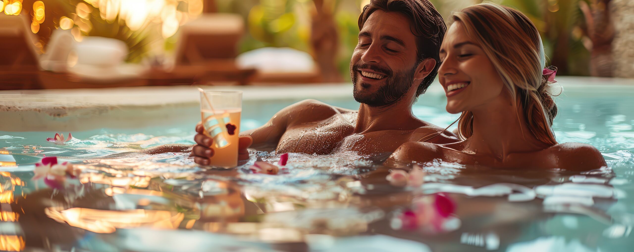 Couple in hot tub